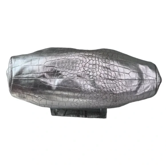 Donald J Pliner Printed Metallic Croco Purse Handbag Clutch Satchel Leather - Picture 6 of 12